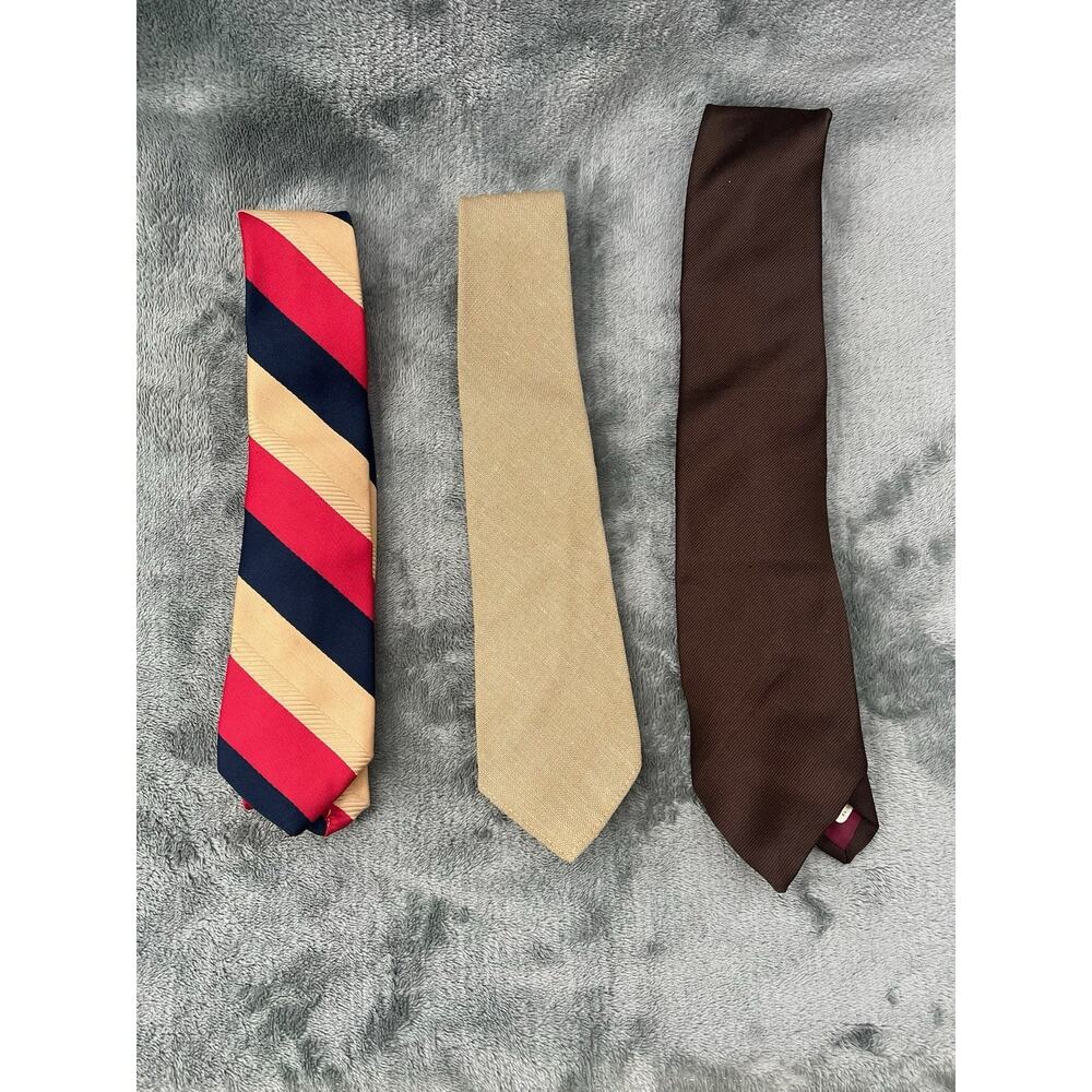 Vintage 1960s 1970s Skinny Neckties Lot of 3 Mod Slim Men’s Retro Ties Mad Men